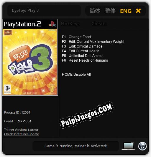 EyeToy: Play 3: Cheats, Trainer +6 [dR.oLLe]