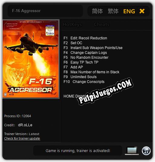 F-16 Aggressor: Cheats, Trainer +10 [dR.oLLe]