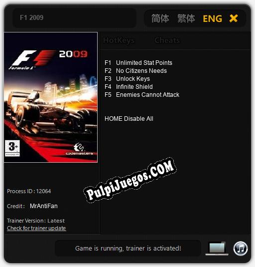 F1 2009: Cheats, Trainer +5 [MrAntiFan]