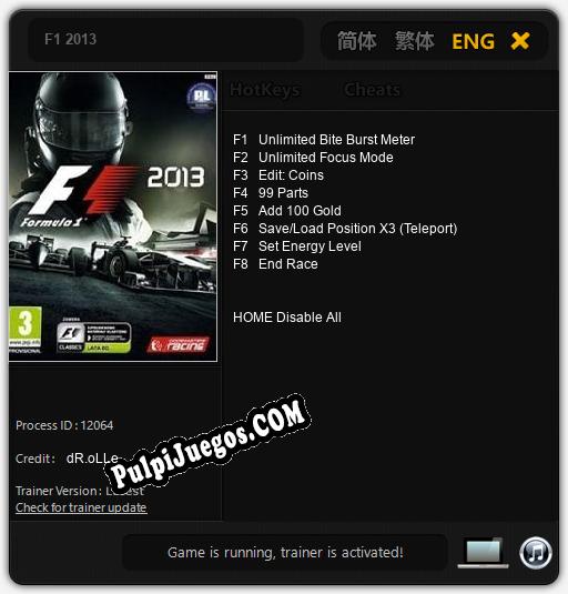 F1 2013: Trainer +8 [v1.4]