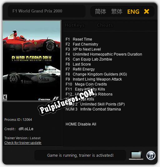 F1 World Grand Prix 2000: Cheats, Trainer +15 [dR.oLLe]