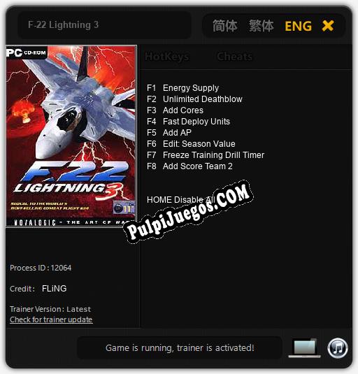 F-22 Lightning 3: Treinador (V1.0.38)