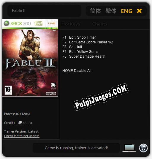 Entrenador liberado a Fable II [v1.0.6]