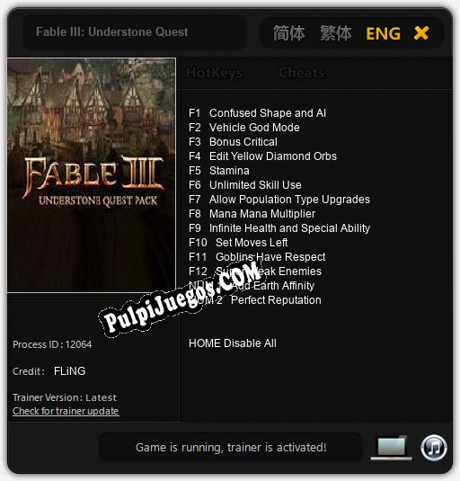 Fable III: Understone Quest: Treinador (V1.0.31)