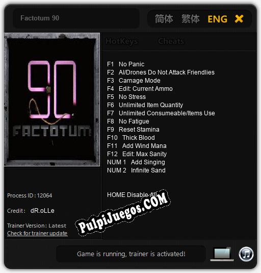 Factotum 90: Trainer +14 [v1.6]