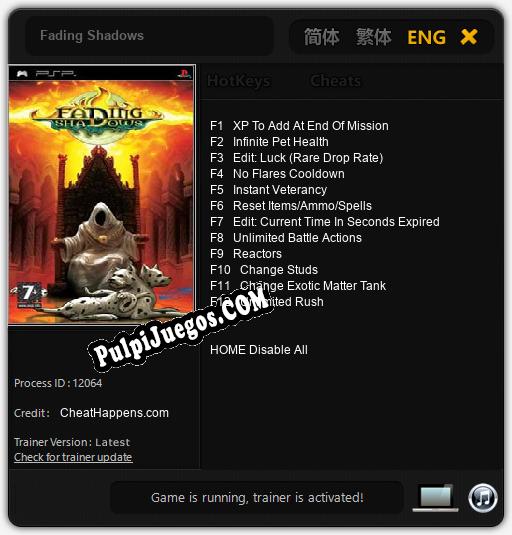 Fading Shadows: Cheats, Trainer +12 [CheatHappens.com]