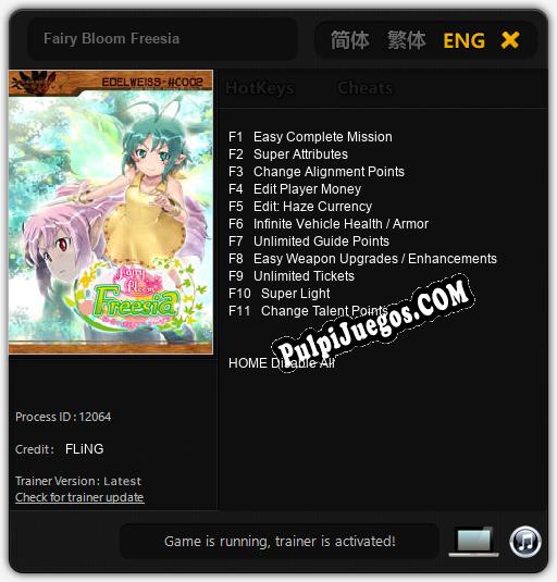 Fairy Bloom Freesia: Treinador (V1.0.48)