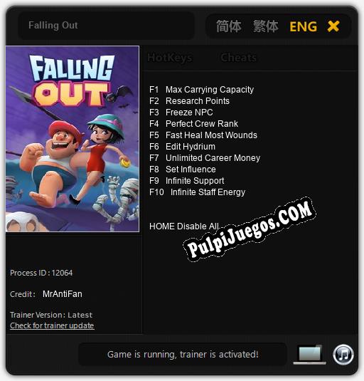 Falling Out: Cheats, Trainer +10 [MrAntiFan]