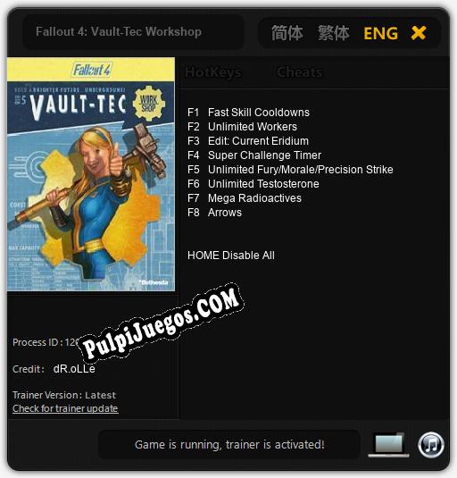 Fallout 4: Vault-Tec Workshop: Trainer +8 [v1.3]