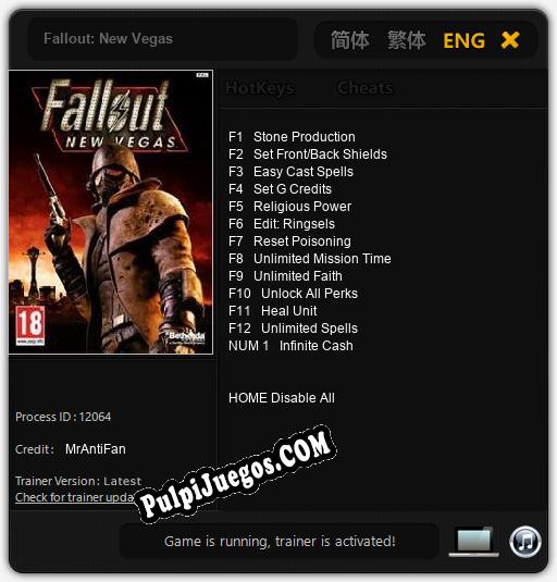 Fallout: New Vegas: Treinador (V1.0.69)