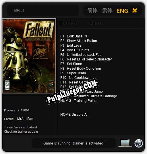 Fallout!: Treinador (V1.0.65)