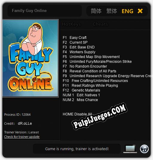 Family Guy Online: Treinador (V1.0.51)