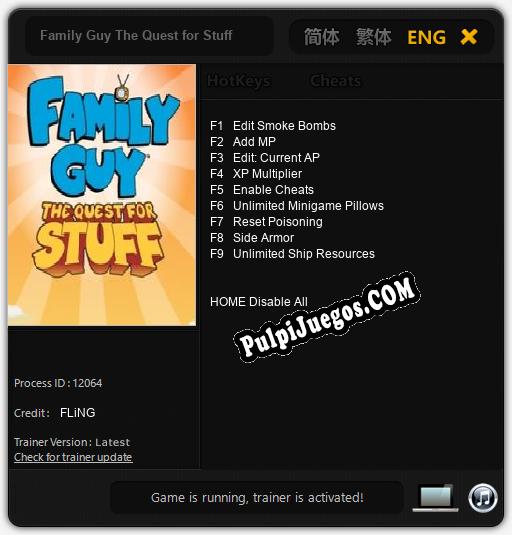 Family Guy The Quest for Stuff: Cheats, Trainer +9 [FLiNG]