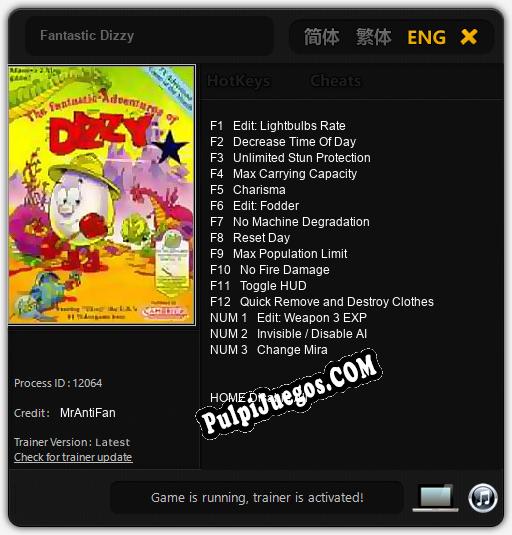 Entrenador liberado a Fantastic Dizzy [v1.0.9]