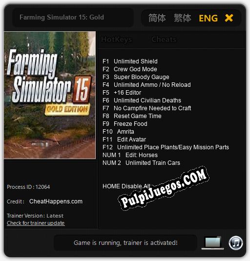 Farming Simulator 15: Gold: Treinador (V1.0.63)