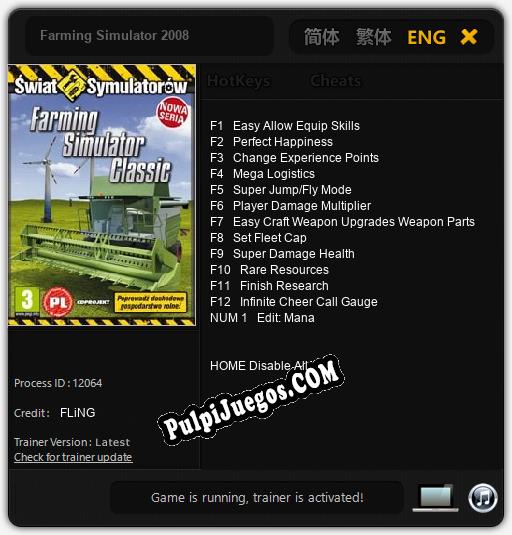 Farming Simulator 2008: Cheats, Trainer +13 [FLiNG]