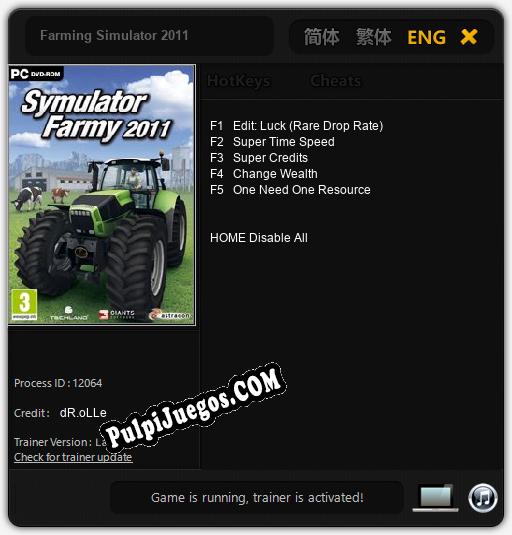 Farming Simulator 2011: Cheats, Trainer +5 [dR.oLLe]