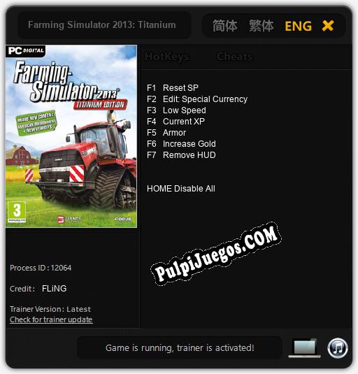 Farming Simulator 2013: Titanium Edition: Treinador (V1.0.14)