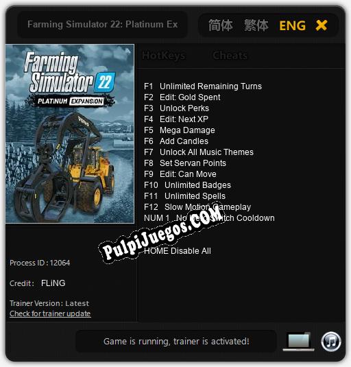 Farming Simulator 22: Platinum Expansion: Treinador (V1.0.30)