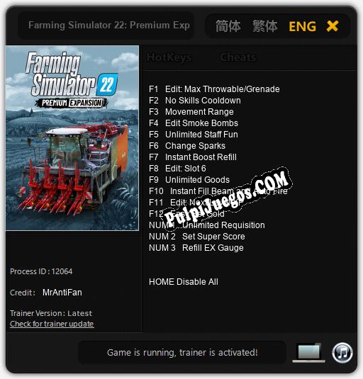 Farming Simulator 22: Premium Expansion: Cheats, Trainer +15 [MrAntiFan]