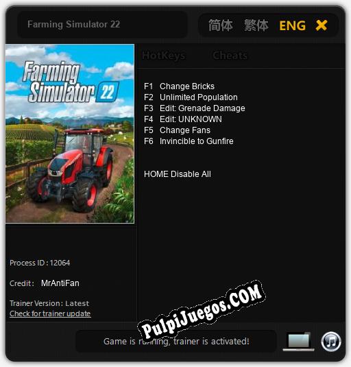 Entrenador liberado a Farming Simulator 22 [v1.0.8]