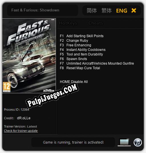 Fast & Furious: Showdown: Treinador (V1.0.35)