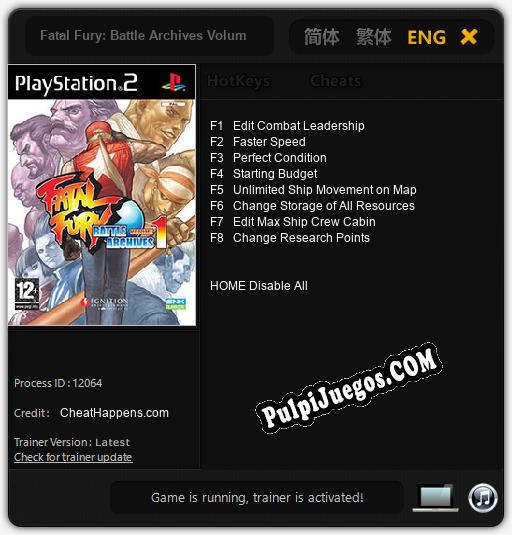 Fatal Fury: Battle Archives Volume 1: Cheats, Trainer +8 [CheatHappens.com]