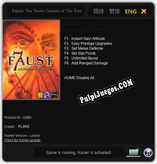 Entrenador liberado a Faust: The Seven Games of The Soul [v1.0.5]