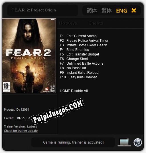 F.E.A.R. 2: Project Origin: Treinador (V1.0.82)