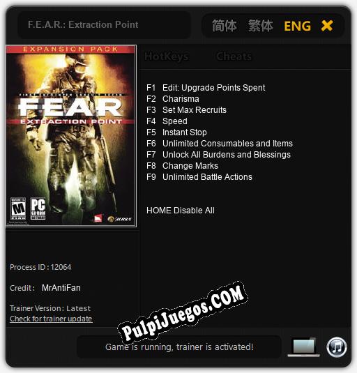 F.E.A.R.: Extraction Point: Trainer +9 [v1.7]