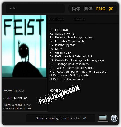 Feist: Treinador (V1.0.1)