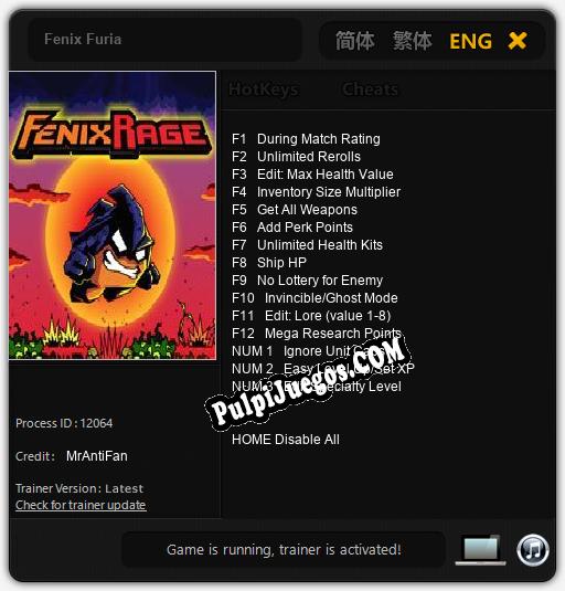 Fenix Furia: Treinador (V1.0.9)