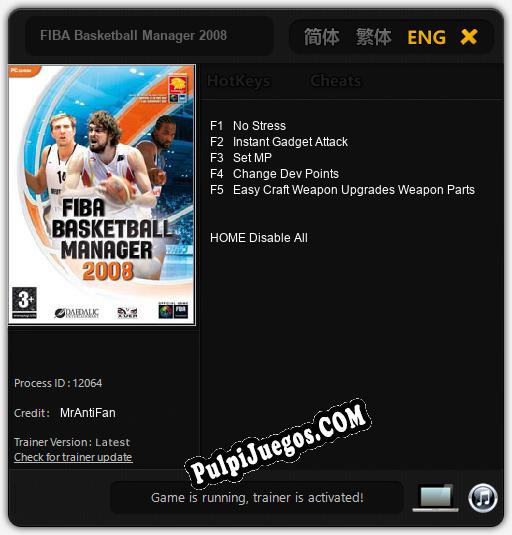 FIBA Basketball Manager 2008: Cheats, Trainer +5 [MrAntiFan]