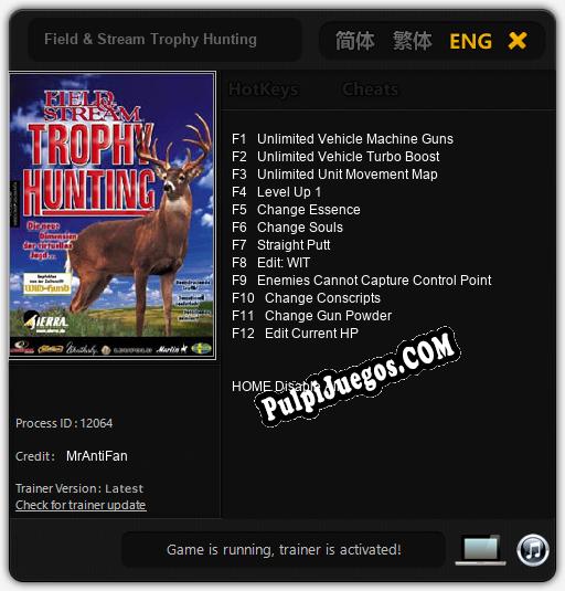 Field & Stream Trophy Hunting: Trainer +12 [v1.2]