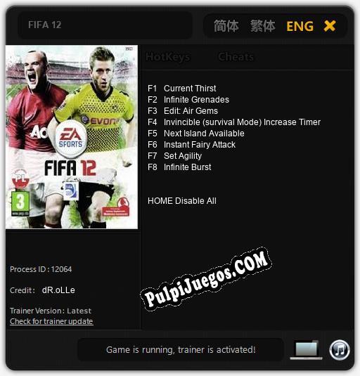 FIFA 12: Trainer +8 [v1.1]