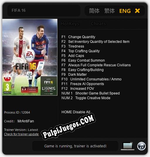 FIFA 16: Cheats, Trainer +14 [MrAntiFan]