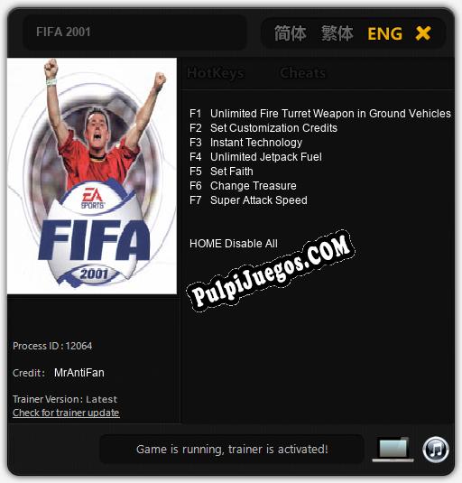 FIFA 2001: Cheats, Trainer +7 [MrAntiFan]