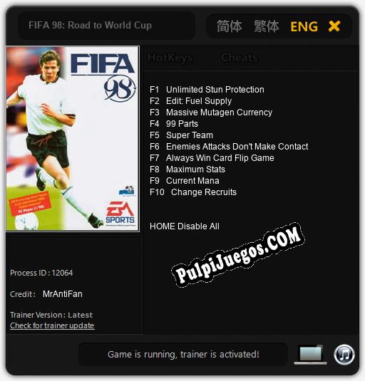 FIFA 98: Road to World Cup: Treinador (V1.0.77)