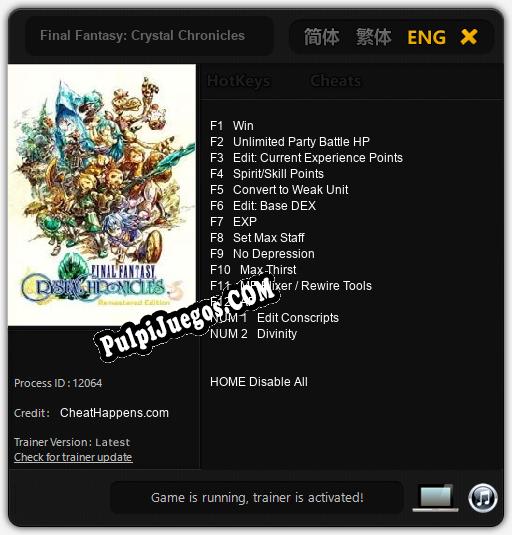 Entrenador liberado a Final Fantasy: Crystal Chronicles Remastered Edition [v1.0.5]