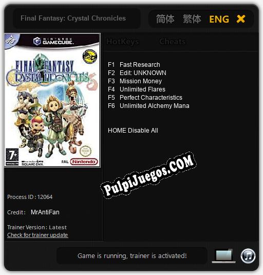 Final Fantasy: Crystal Chronicles: Cheats, Trainer +6 [MrAntiFan]