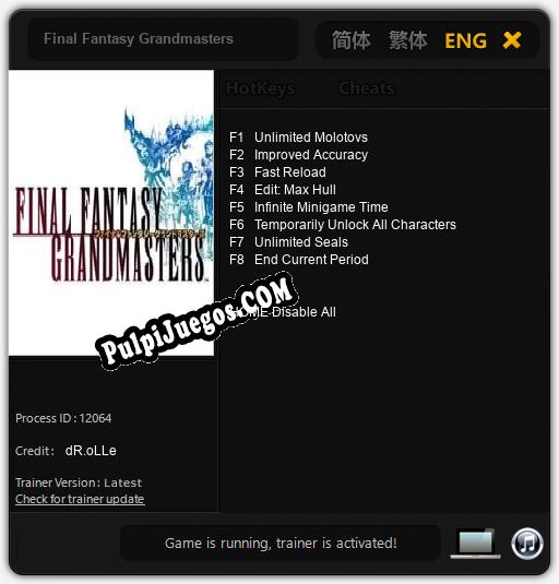 Final Fantasy Grandmasters: Treinador (V1.0.57)