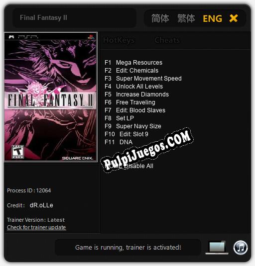 Entrenador liberado a Final Fantasy II [v1.0.9]