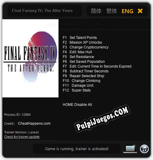 Entrenador liberado a Final Fantasy IV: The After Years [v1.0.1]