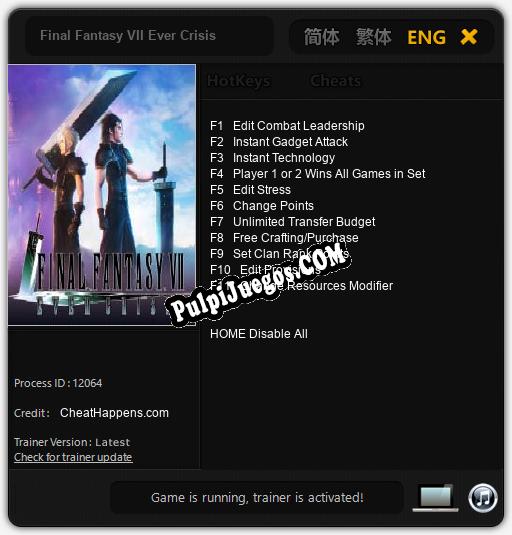 Entrenador liberado a Final Fantasy VII Ever Crisis [v1.0.5]