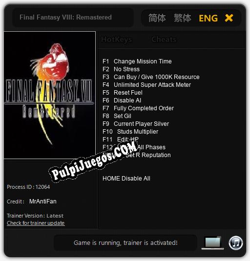 Final Fantasy VIII: Remastered: Cheats, Trainer +13 [MrAntiFan]