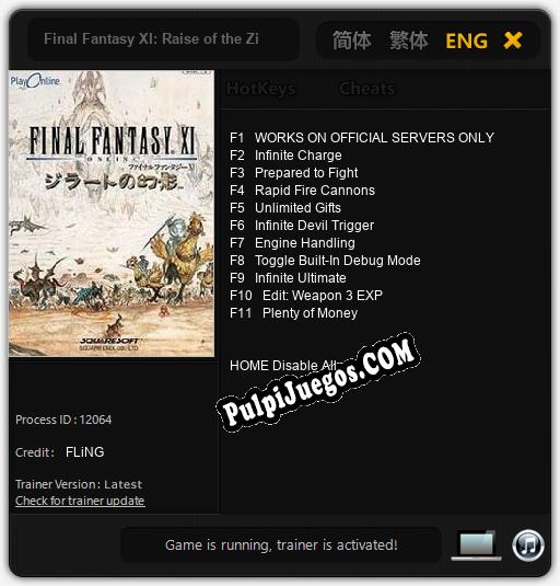 Final Fantasy XI: Raise of the Zilart: Treinador (V1.0.61)