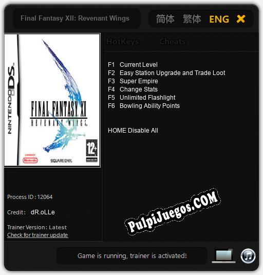 Entrenador liberado a Final Fantasy XII: Revenant Wings [v1.0.2]