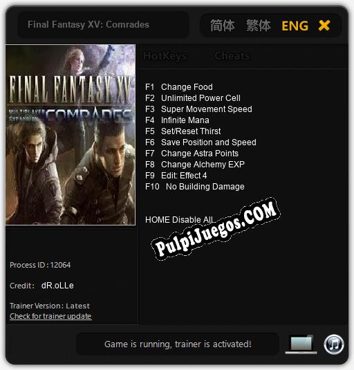 Entrenador liberado a Final Fantasy XV: Comrades [v1.0.8]