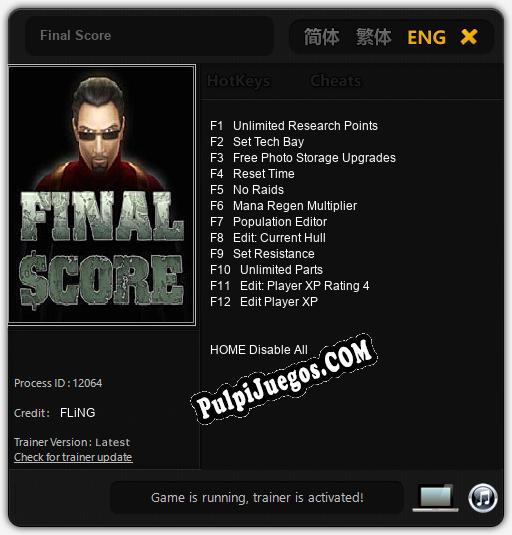 Entrenador liberado a Final Score [v1.0.3]