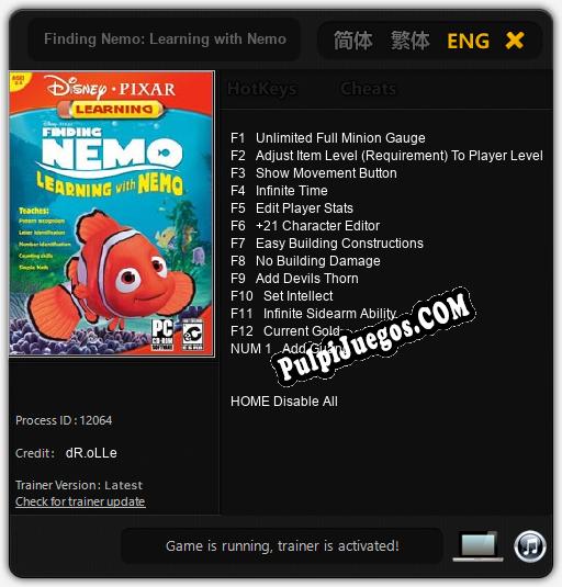 Finding Nemo: Learning with Nemo: Cheats, Trainer +13 [dR.oLLe]